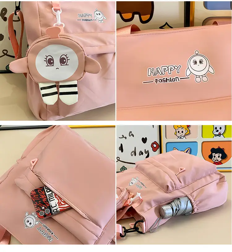 Cute Pink Crossbody Student Bag with Cute Design — feature 8