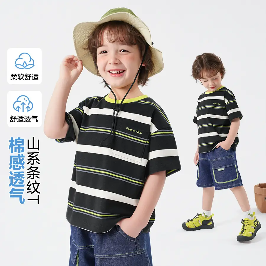 Boys Striped T-Shirt Denim Shorts 2025 - Image 4