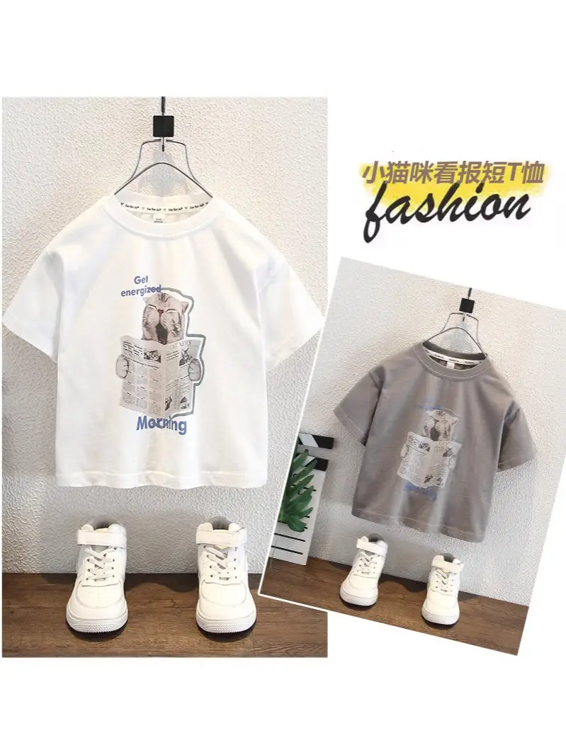 Boys Grey Cartoon T-Shirt Shorts Set Summer - Image 3