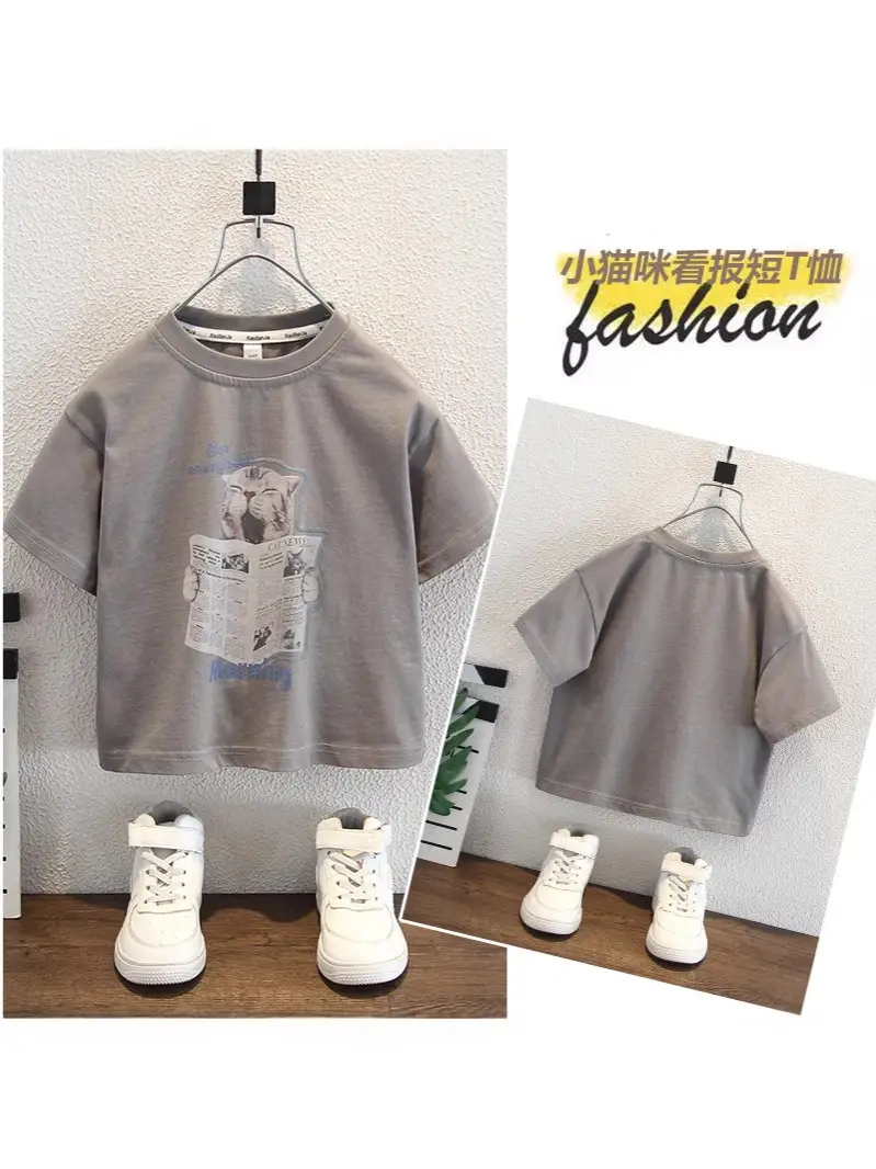 Boys Grey Cartoon T-Shirt Shorts Set Summer - Image 5