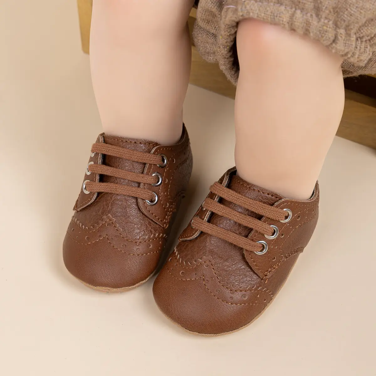 2025 Brown Embossed Baby Boys Shoes 0-1Yrs — feature 10