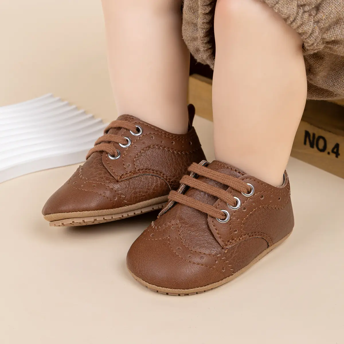 2025 Brown Embossed Baby Boys Shoes 0-1Yrs — feature 11