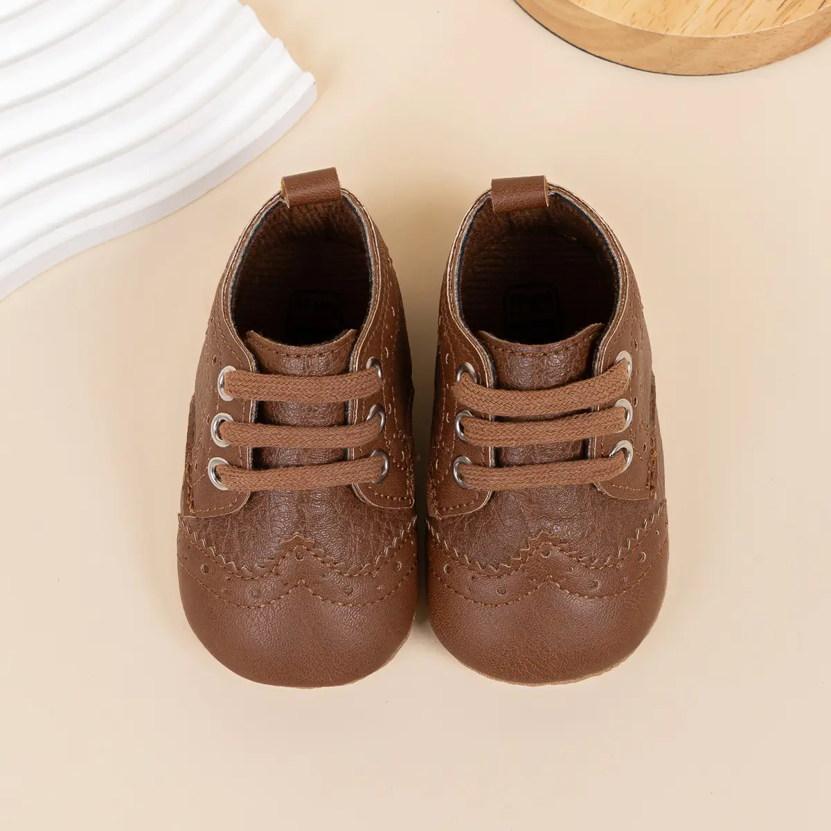 2025 Brown Embossed Baby Boys Shoes 0-1Yrs — feature 12
