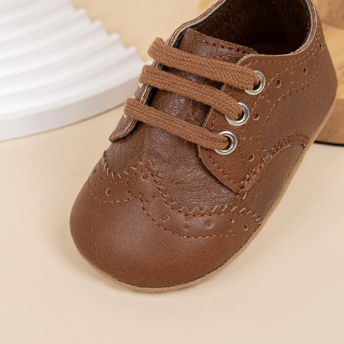 2025 Brown Embossed Baby Boys Shoes 0-1Yrs — feature 13