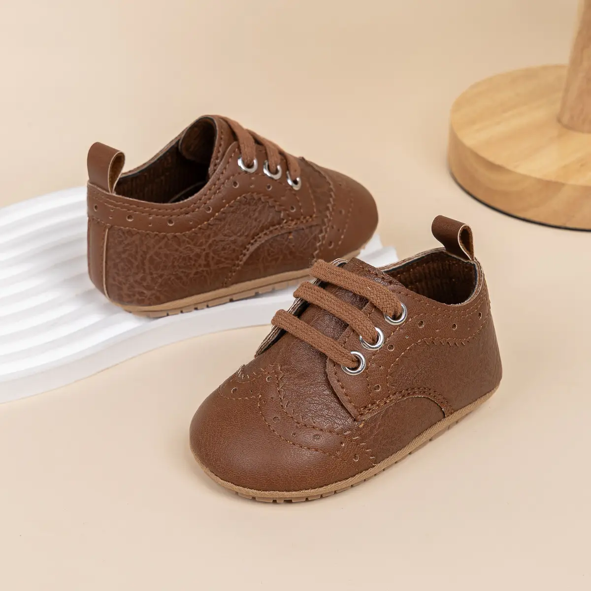 2025 Brown Embossed Baby Boys Shoes 0-1Yrs — feature 14