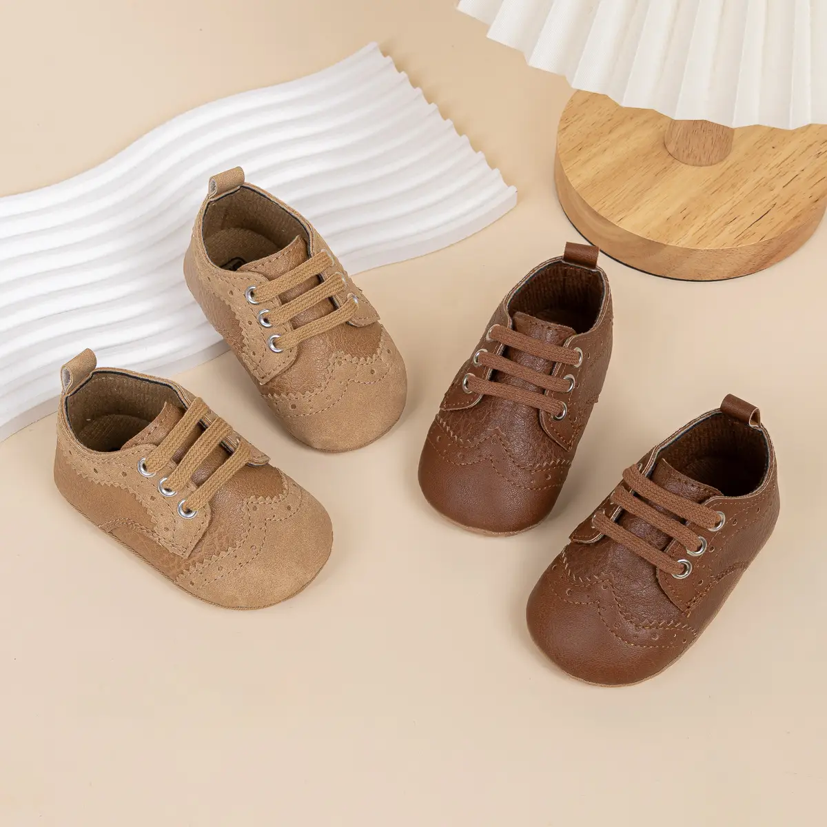 2025 Brown Embossed Baby Boys Shoes 0-1Yrs — feature 4