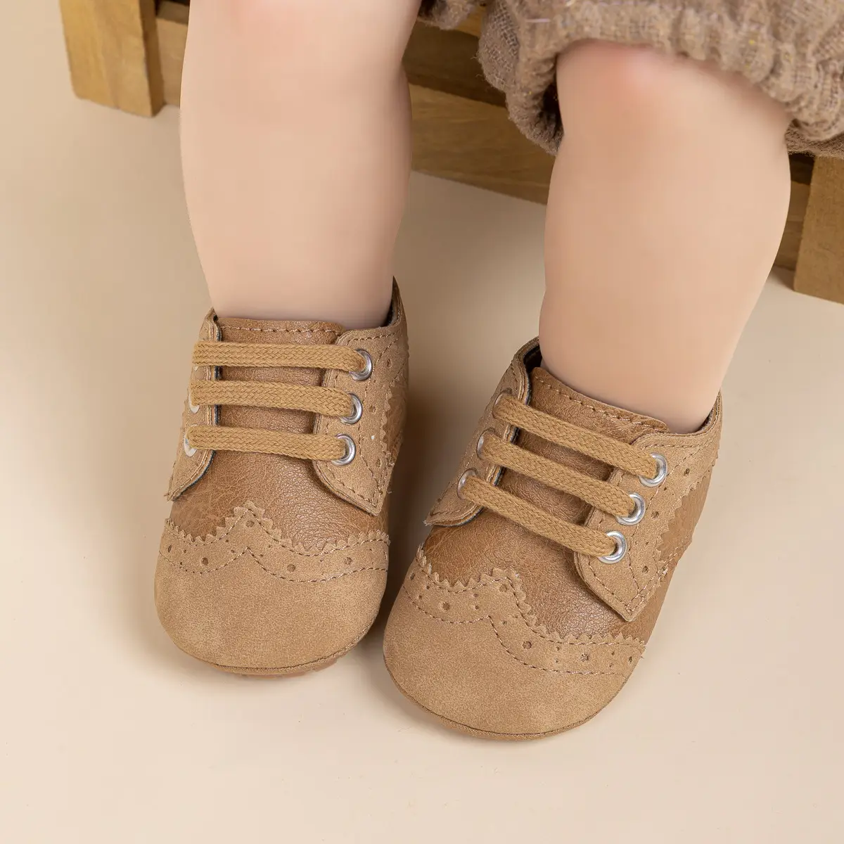 2025 Brown Embossed Baby Boys Shoes 0-1Yrs — feature 5