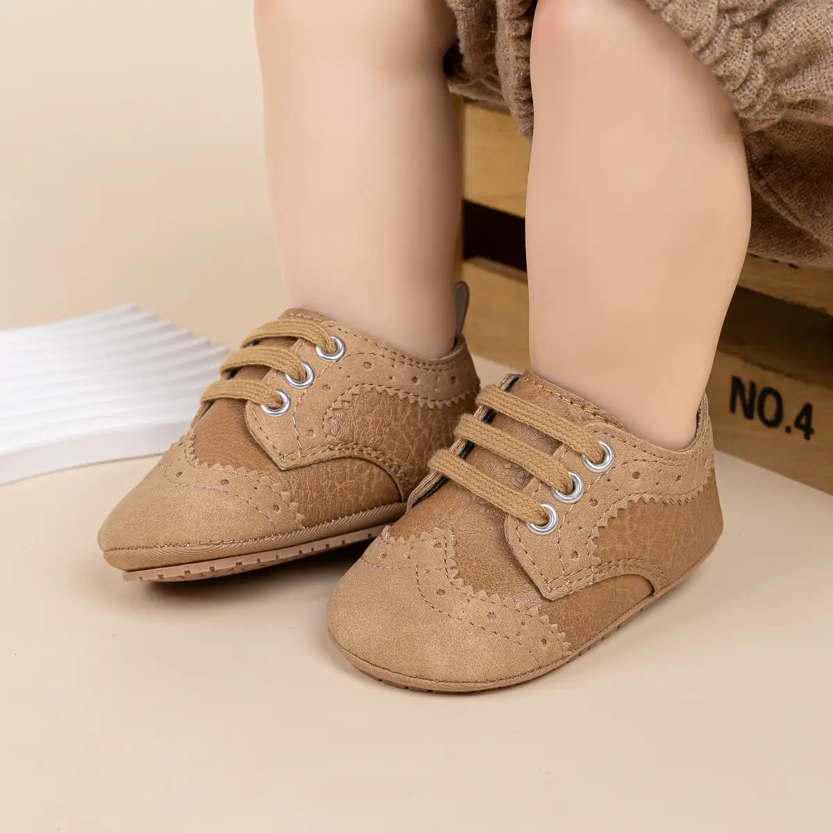 2025 Brown Embossed Baby Boys Shoes 0-1Yrs — feature 6