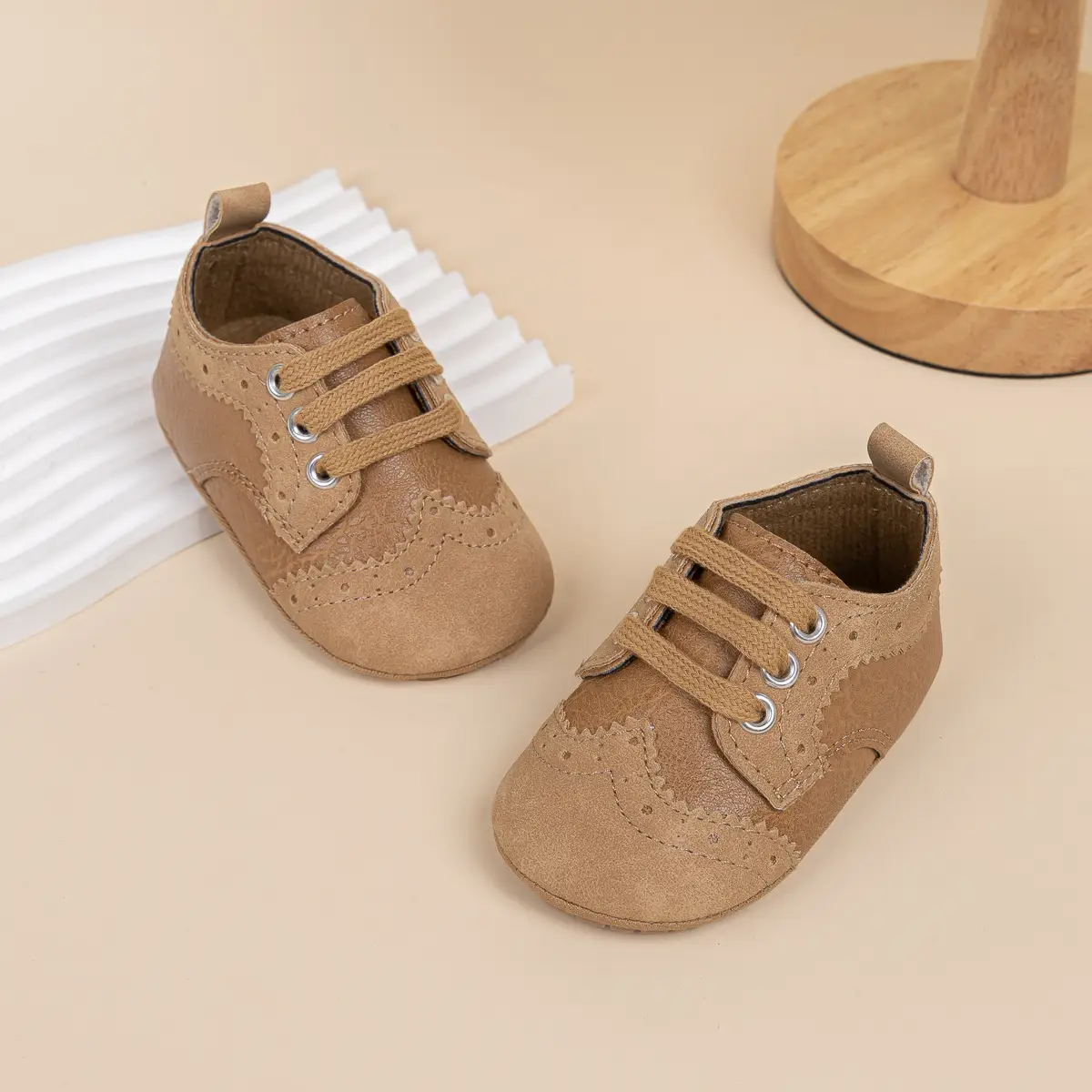 2025 Brown Embossed Baby Boys Shoes 0-1Yrs — feature 7