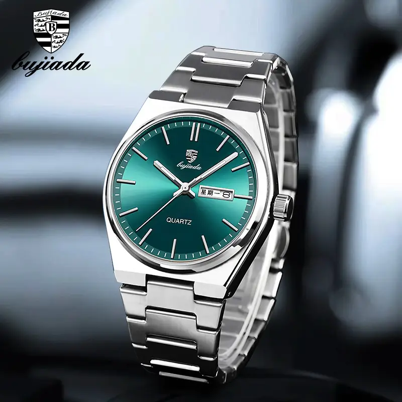 Bujiada Swiss Luxury Men's Green Dial Waterproof Quartz Watch - Image 5