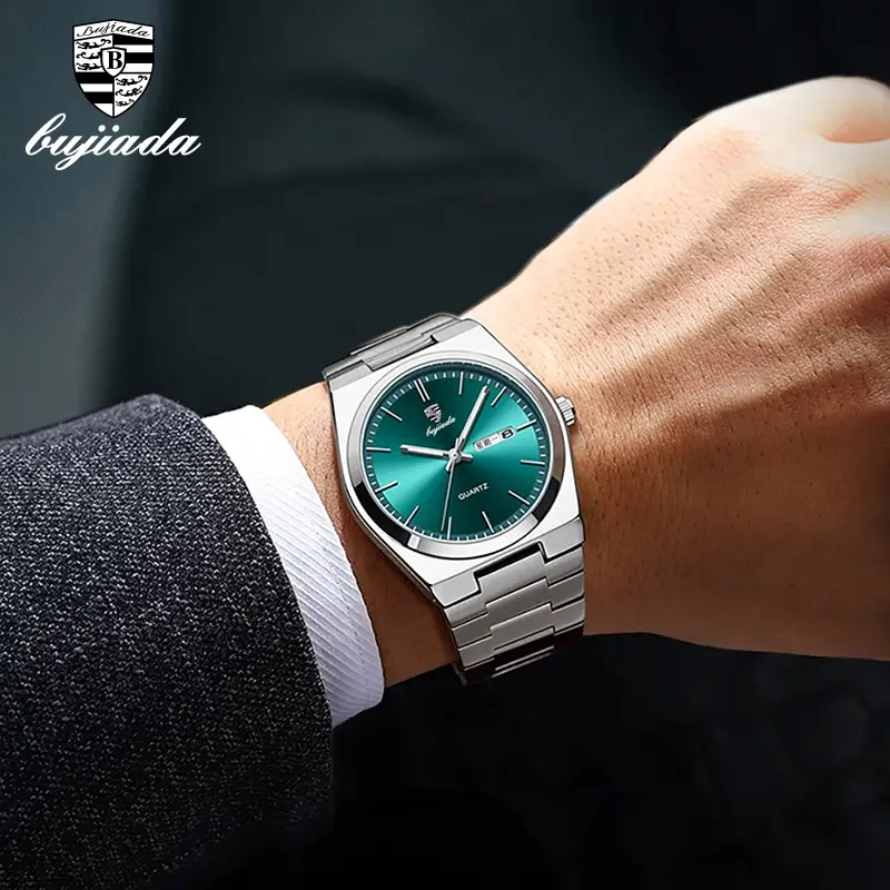 Bujiada Swiss Luxury Men's Green Dial Waterproof Quartz Watch - Image 6