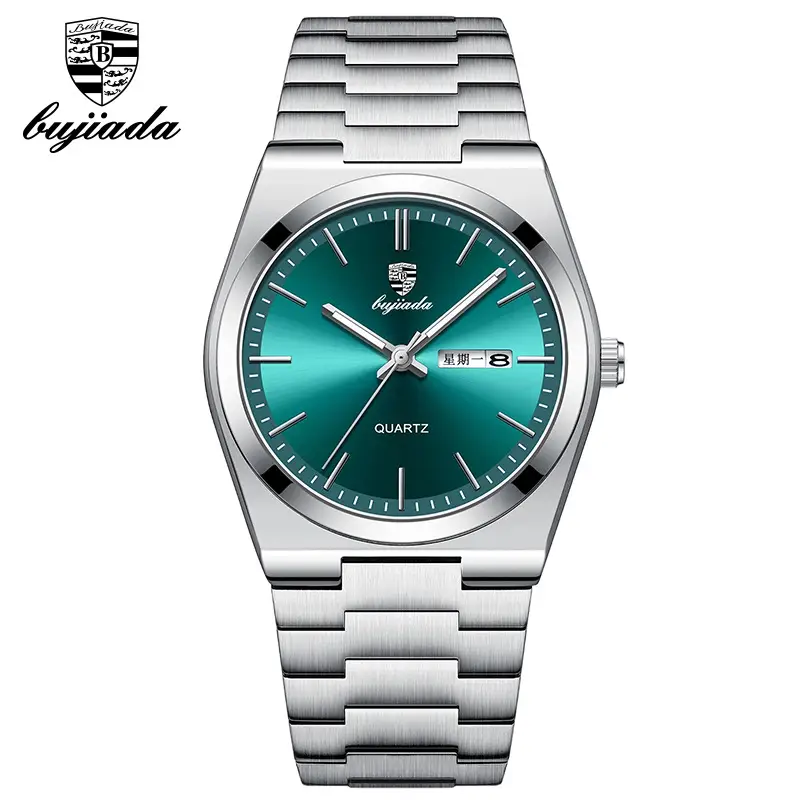 Bujiada Swiss Luxury Men's Green Dial Waterproof Quartz Watch - Image 2