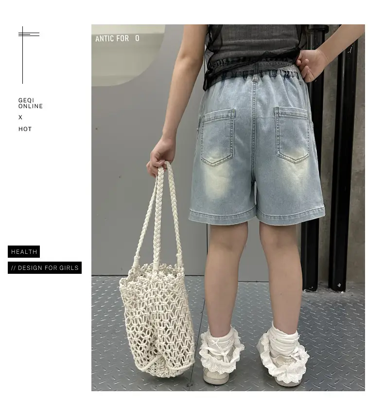 Cross-Border Girls Denim Shorts with Lace Belt — feature 11
