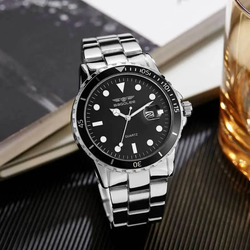 Men's Stainless Steel Water Resistant Quartz Watch
