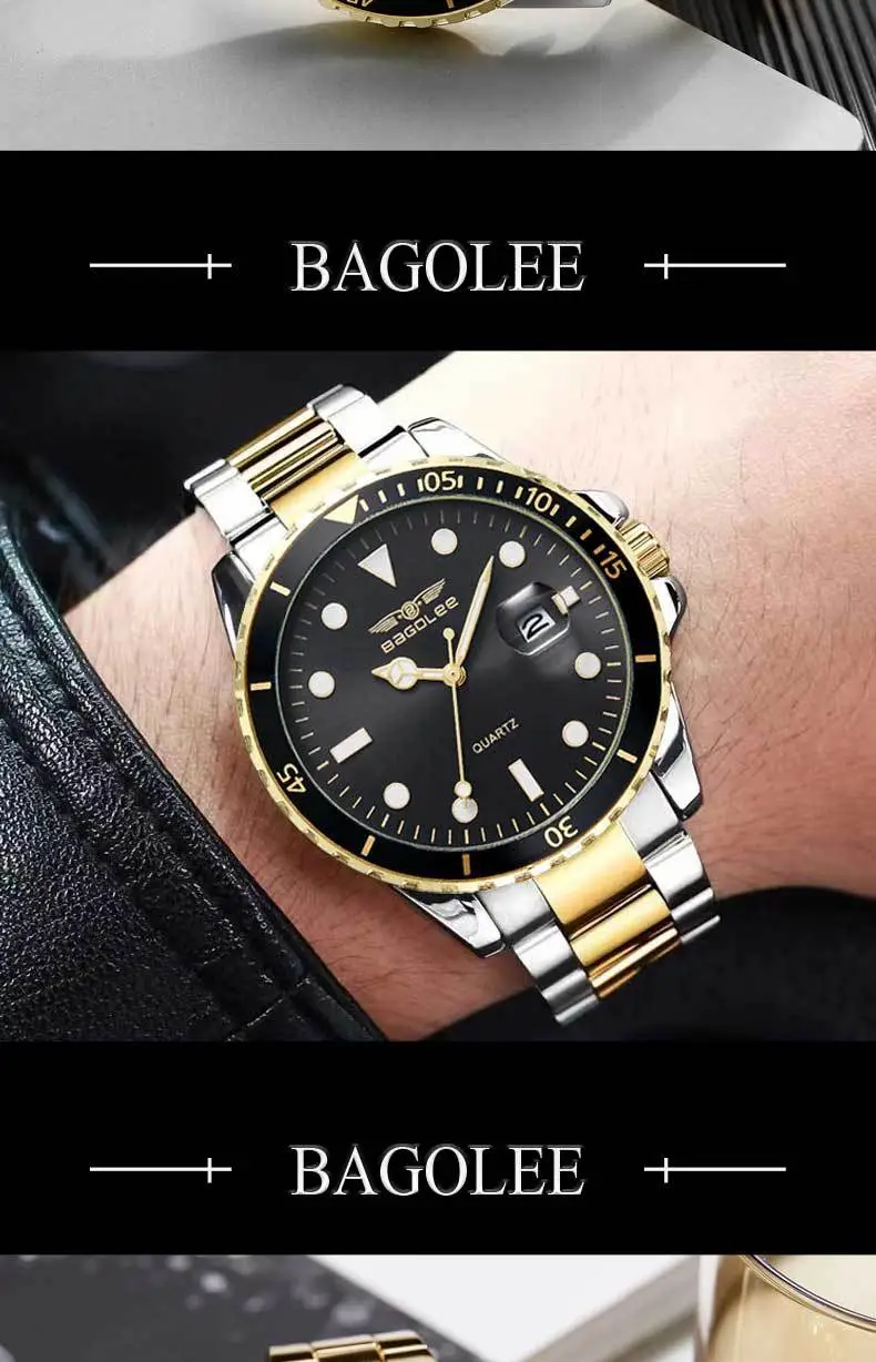 Men's Stainless Steel Water Resistant Quartz Watch — feature 10