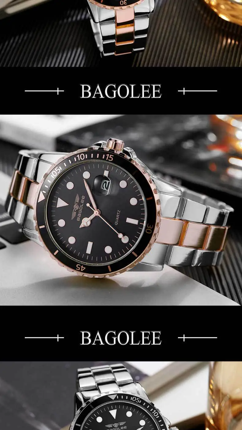Men's Stainless Steel Water Resistant Quartz Watch — feature 14