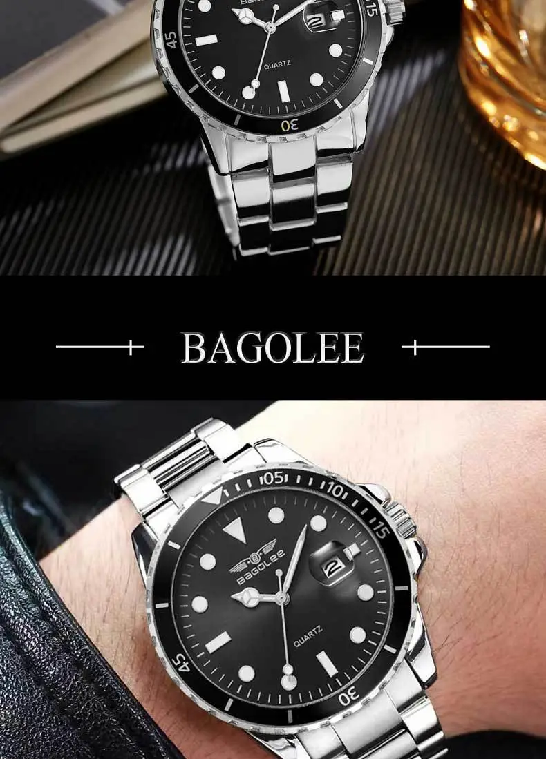 Men's Stainless Steel Water Resistant Quartz Watch — feature 15