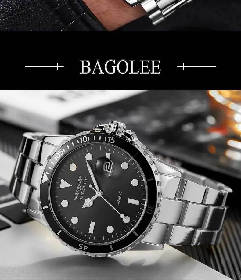 Men's Stainless Steel Water Resistant Quartz Watch — feature 16