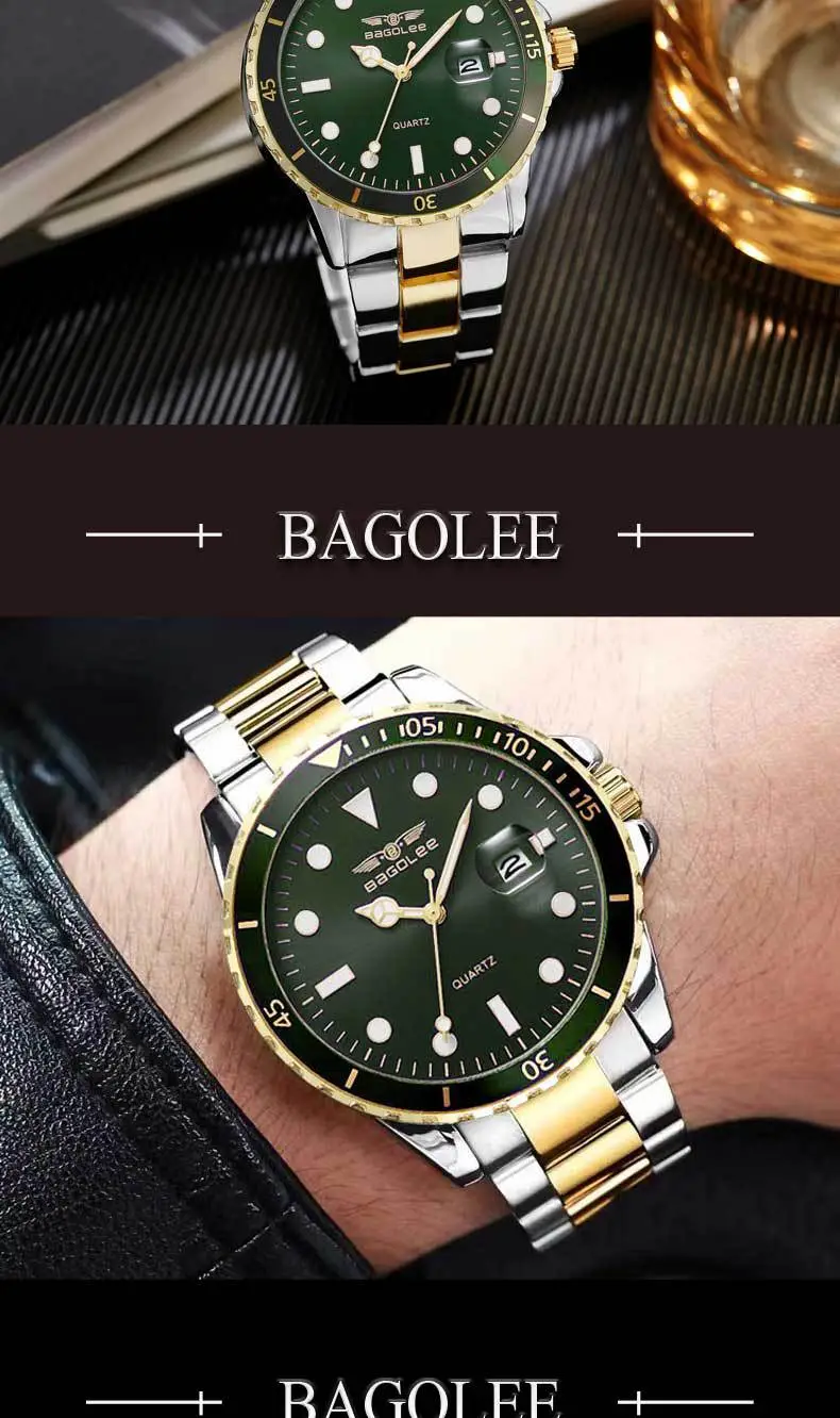 Men's Stainless Steel Water Resistant Quartz Watch — feature 7