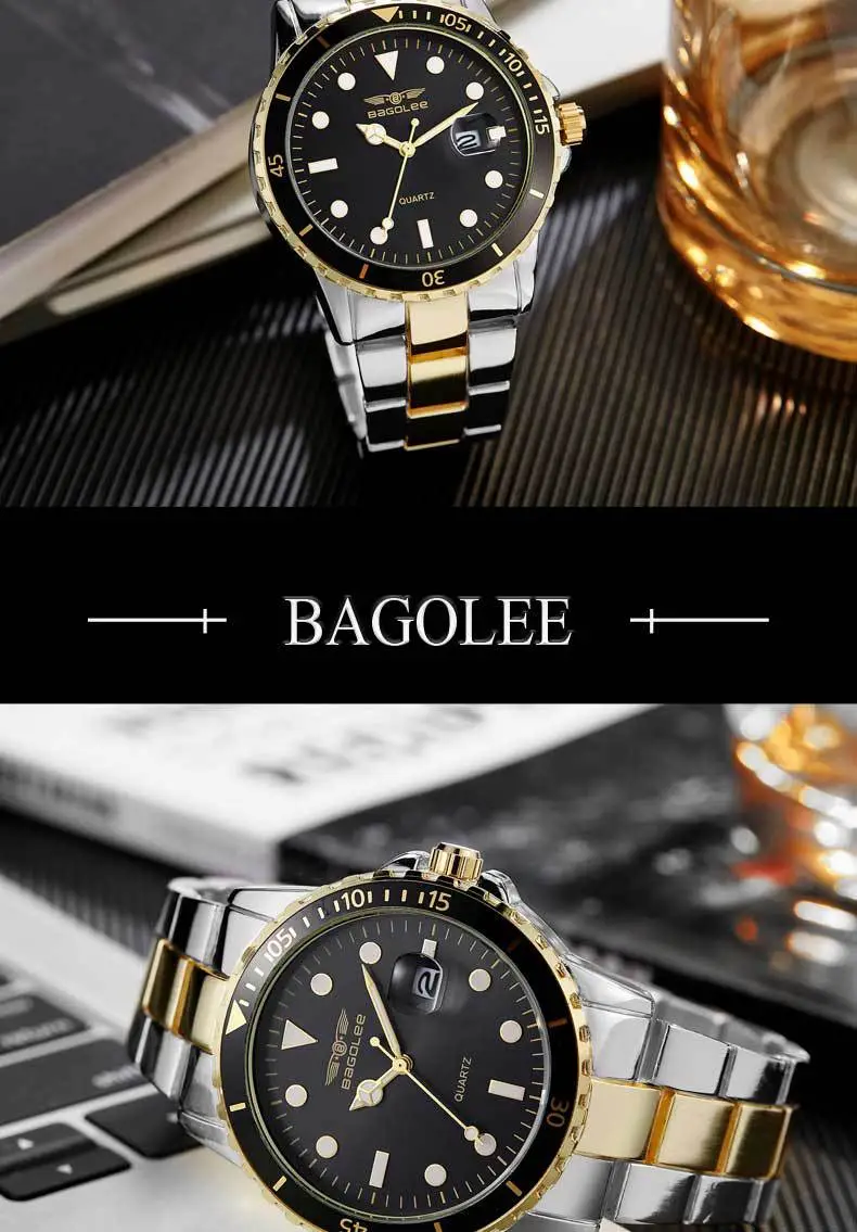 Men's Stainless Steel Water Resistant Quartz Watch — feature 9