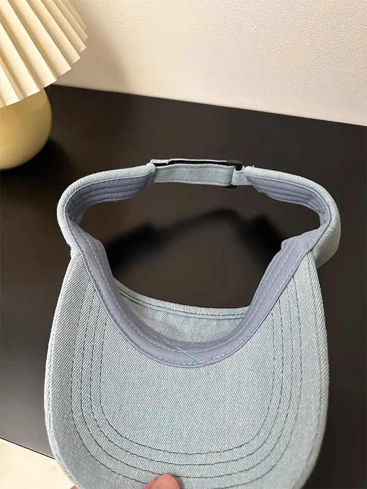 Women Denim Bowknot Visor Hat Wide Bristled Sunshade — feature 6