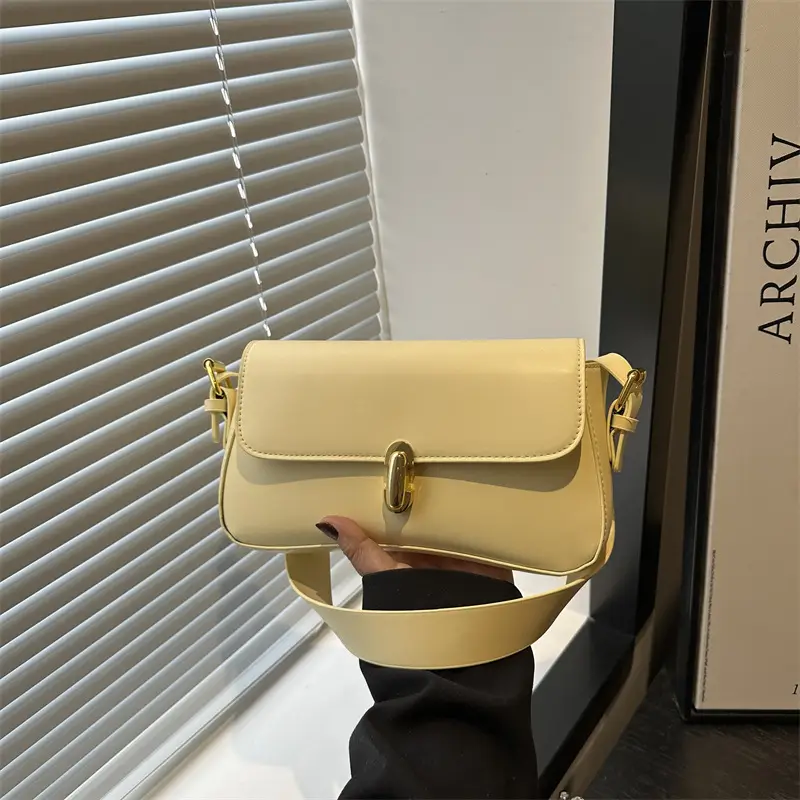 Women's Yellow Leather Shoulder Bag 2025 Summer - Image 6