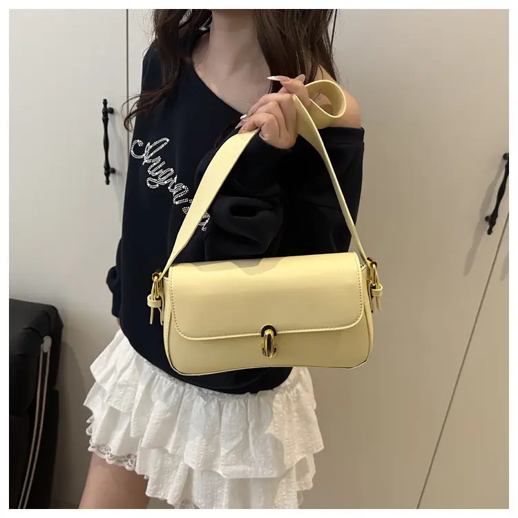 Women's Yellow Leather Shoulder Bag 2025 Summer — feature 14