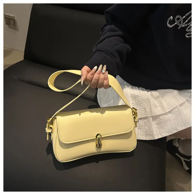 Women's Yellow Leather Shoulder Bag 2025 Summer — feature 15