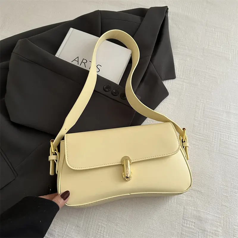 Women's Yellow Leather Shoulder Bag 2025 Summer - Image 4