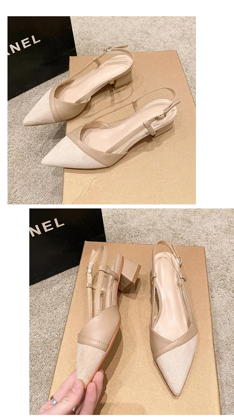 French-Style Pointed Toe Mule Sandals with a Strap, Nude High Heels for Women, New Summer Style with 5cm Chunky Heels — feature 10