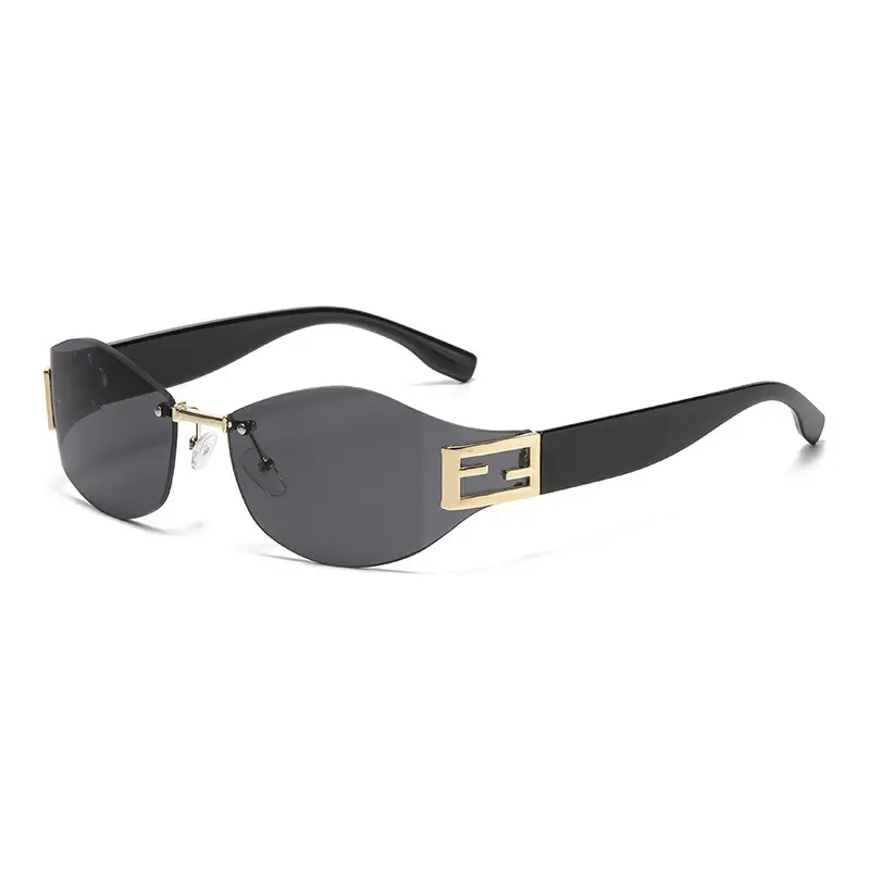 Retro Anti-UV Sunglasses for Men Women Curved Rimless - Image 12