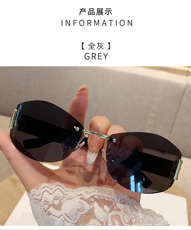 Retro Anti-UV Sunglasses for Men Women Curved Rimless — feature 12