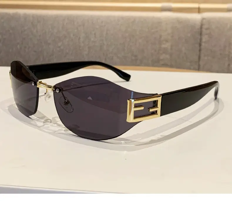 Retro Anti-UV Sunglasses for Men Women Curved Rimless — feature 13