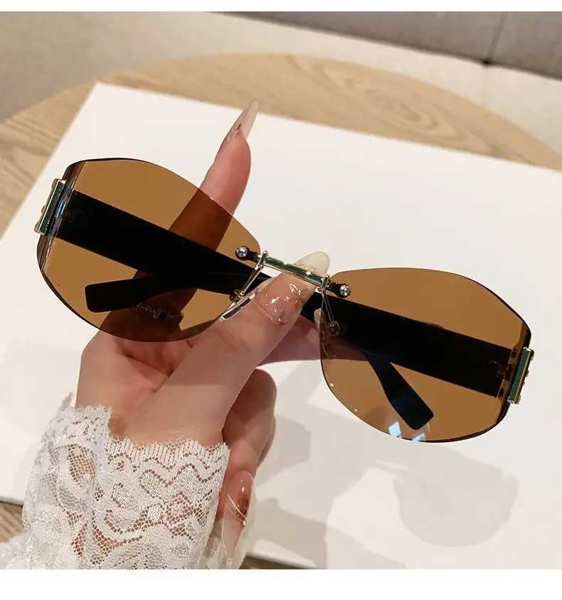 Retro Anti-UV Sunglasses for Men Women Curved Rimless — feature 7