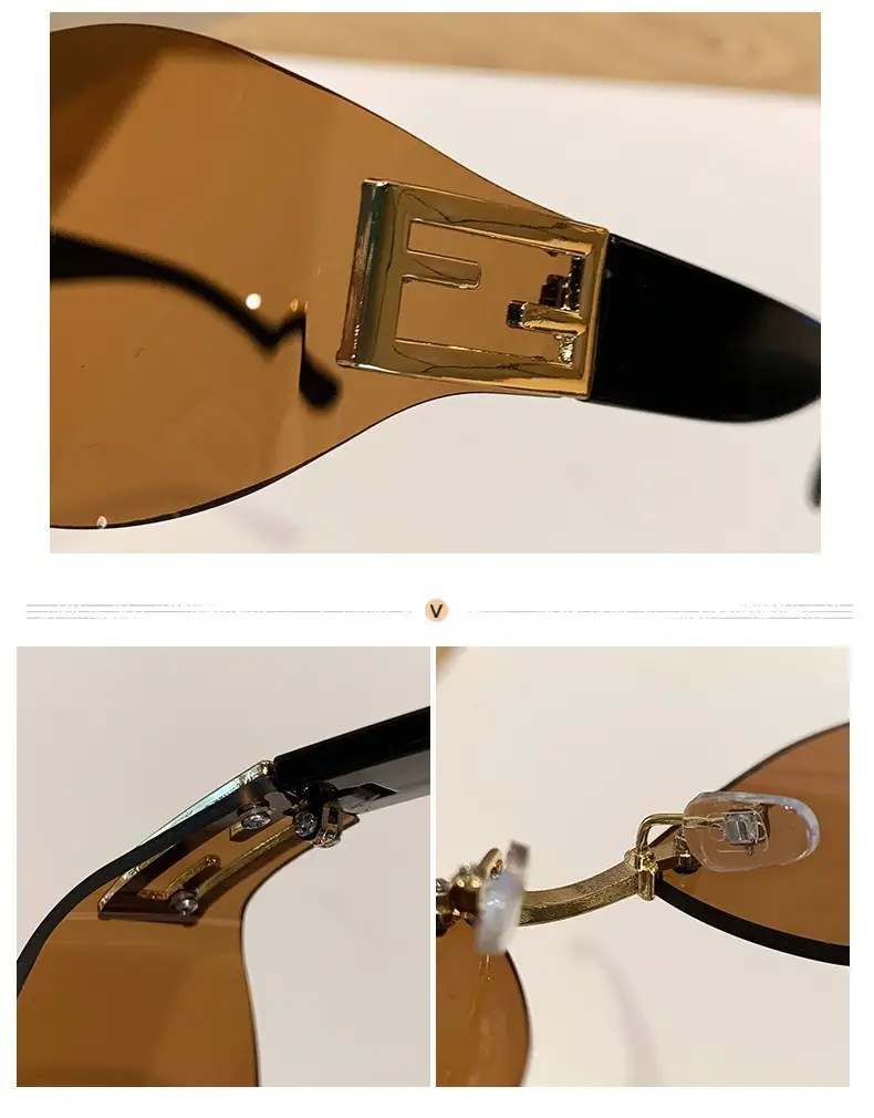 Retro Anti-UV Sunglasses for Men Women Curved Rimless — feature 8