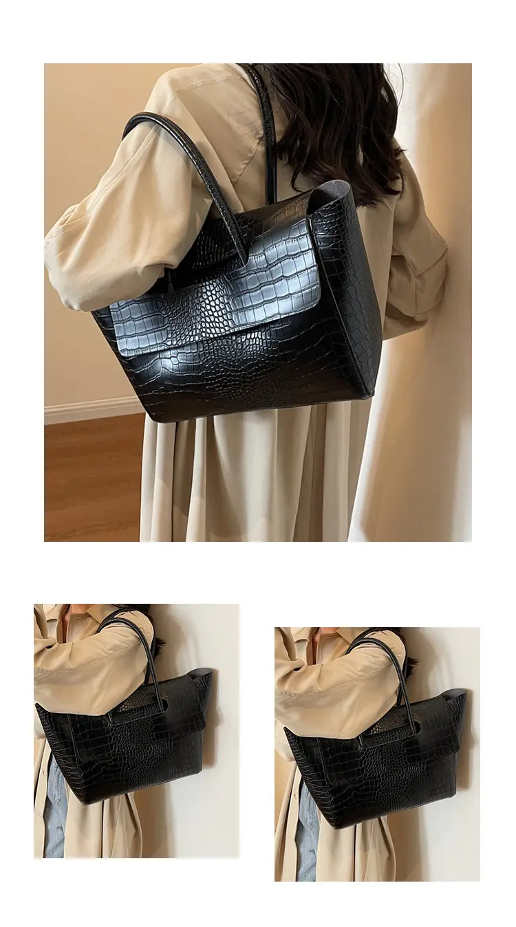 Women's Cross-Crystal Croc Leather Shoulder Bag Brown 2025 — feature 9
