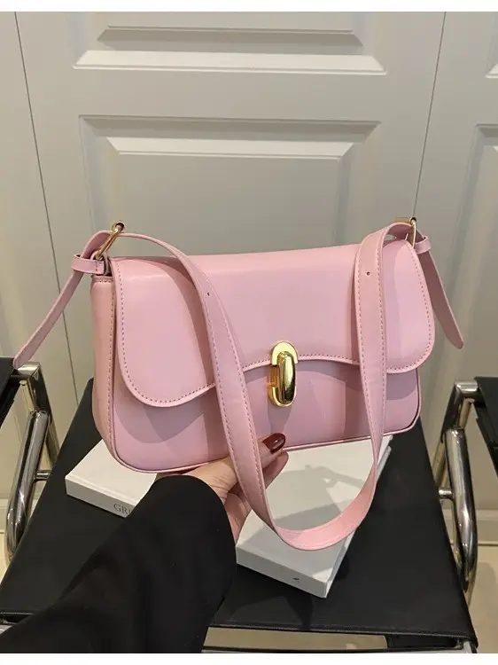Simple Large Capacity Lock 2025 Summer New Western Style Korean Style Simple Fashion Crossbody Shoulder Small Square Bag - Image 9