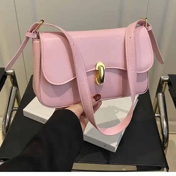 Simple Large Capacity Lock 2025 Summer New Western Style Korean Style Simple Fashion Crossbody Shoulder Small Square Bag - Image 3