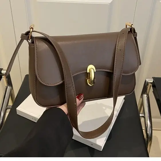 Simple Large Capacity Lock 2025 Summer New Western Style Korean Style Simple Fashion Crossbody Shoulder Small Square Bag - Image 4