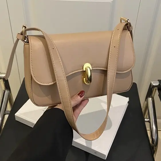 Simple Large Capacity Lock 2025 Summer New Western Style Korean Style Simple Fashion Crossbody Shoulder Small Square Bag - Image 5
