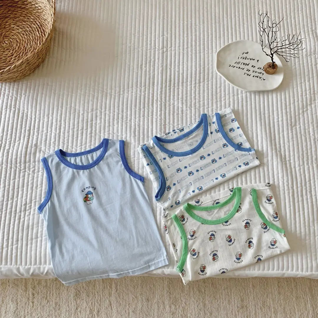 Boys Ice Silk Vest 2 Pockets Cartoon Print 90-170 - Image 3