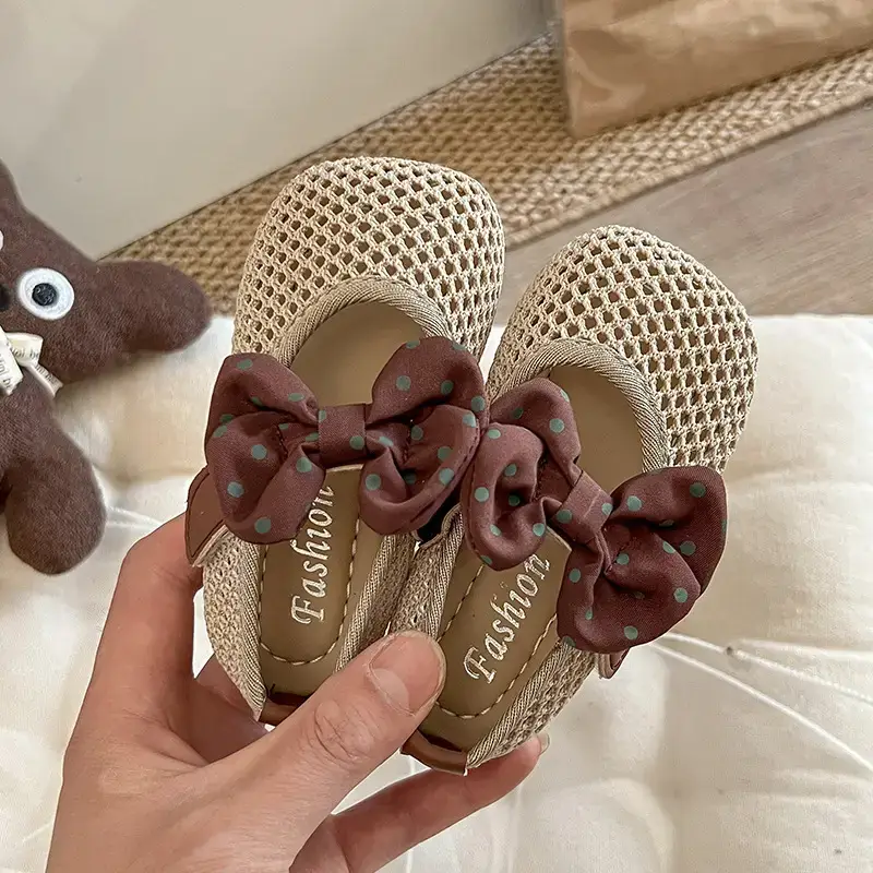 Girls Mesh Sandals Princess Bow Spring Summer