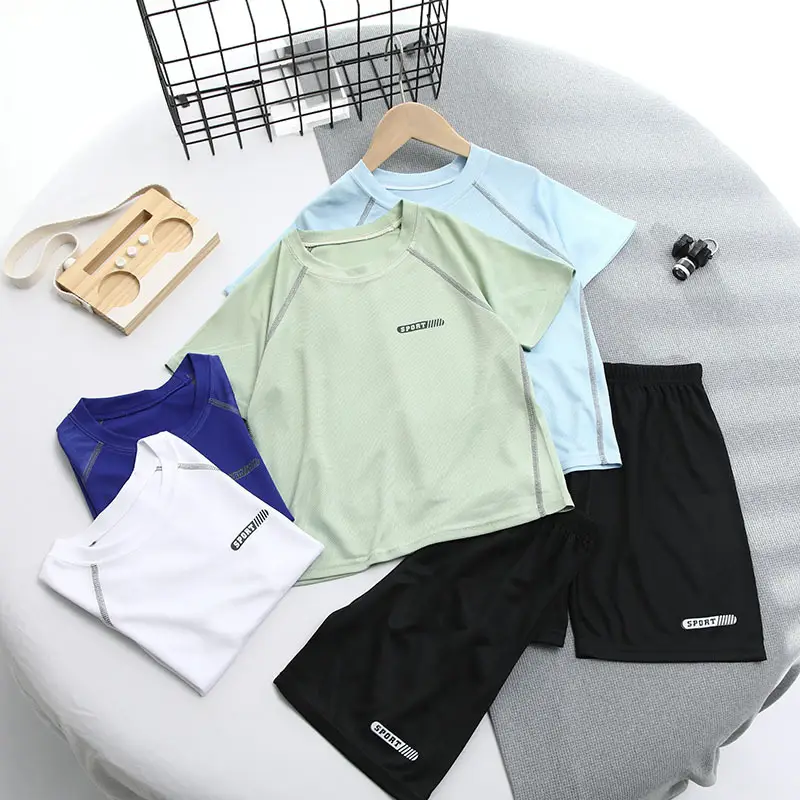 Children's Cool Light Blue T-Shirt & Black Shorts Set - Image 5