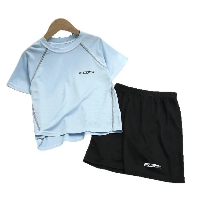 Children's Cool Light Blue T-Shirt & Black Shorts Set - Image 9