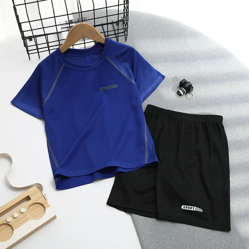 Children's Cool Light Blue T-Shirt & Black Shorts Set - Image 3