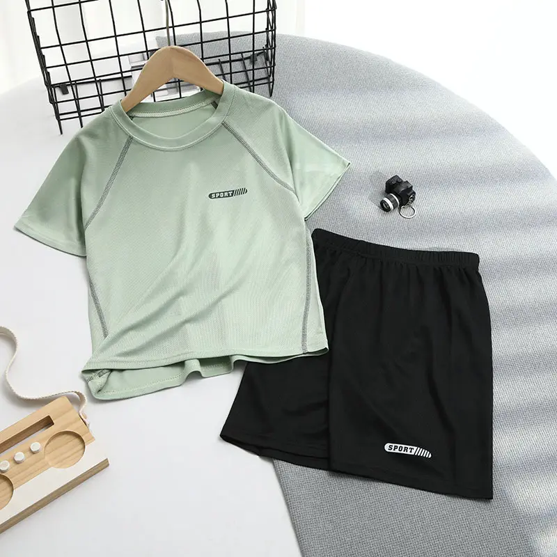 Children's Cool Light Blue T-Shirt & Black Shorts Set - Image 4