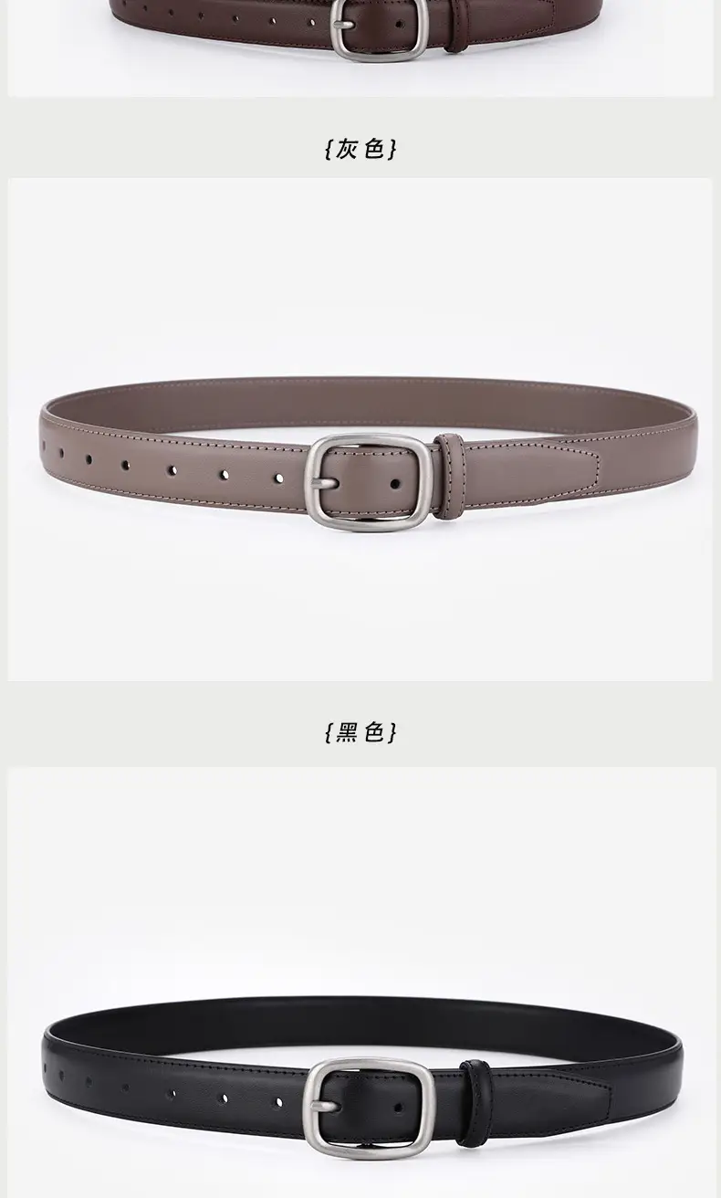 Women's Genuine Leather Belt Brown Cowhide Business Casual — feature 7