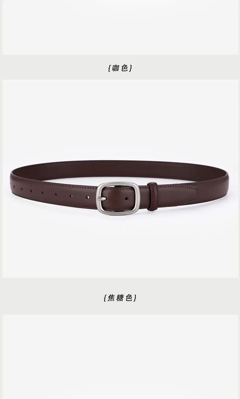 Women's Genuine Leather Belt Brown Cowhide Business Casual — feature 8