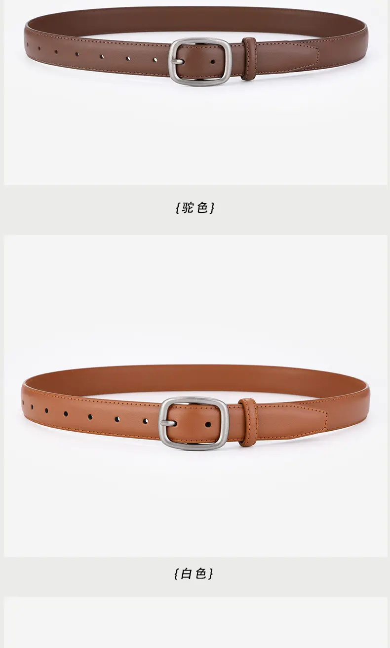 Women's Genuine Leather Belt Brown Cowhide Business Casual — feature 9