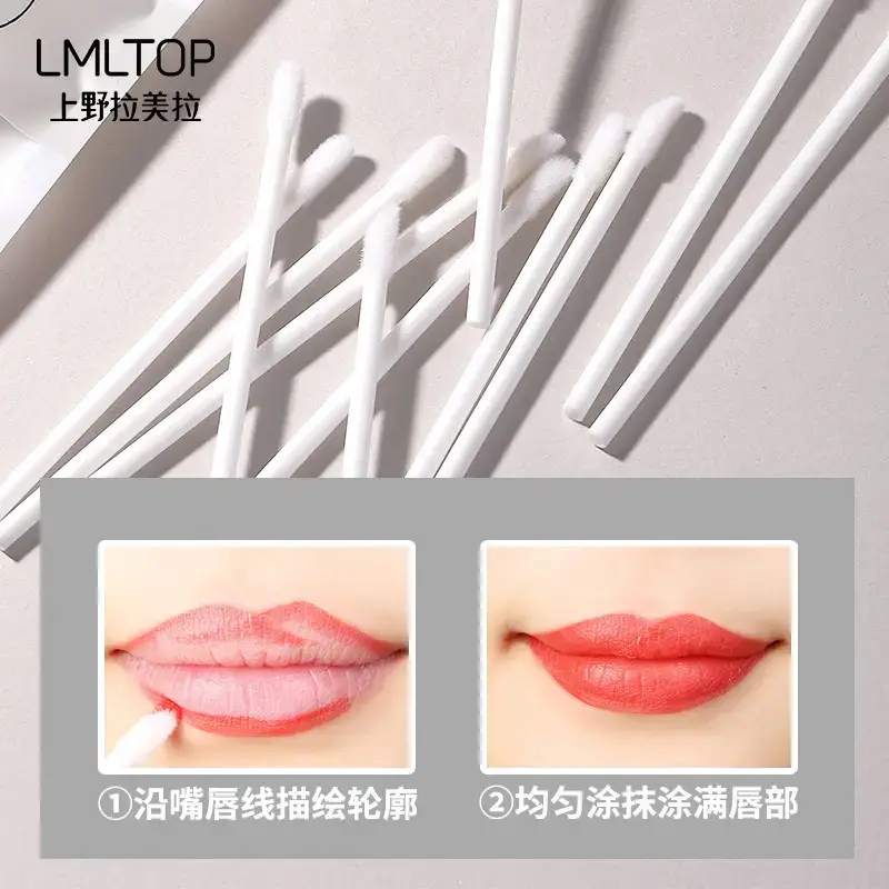 Lipstick Brush 50 Pcs Flocking White Makeup Brush - Image 2